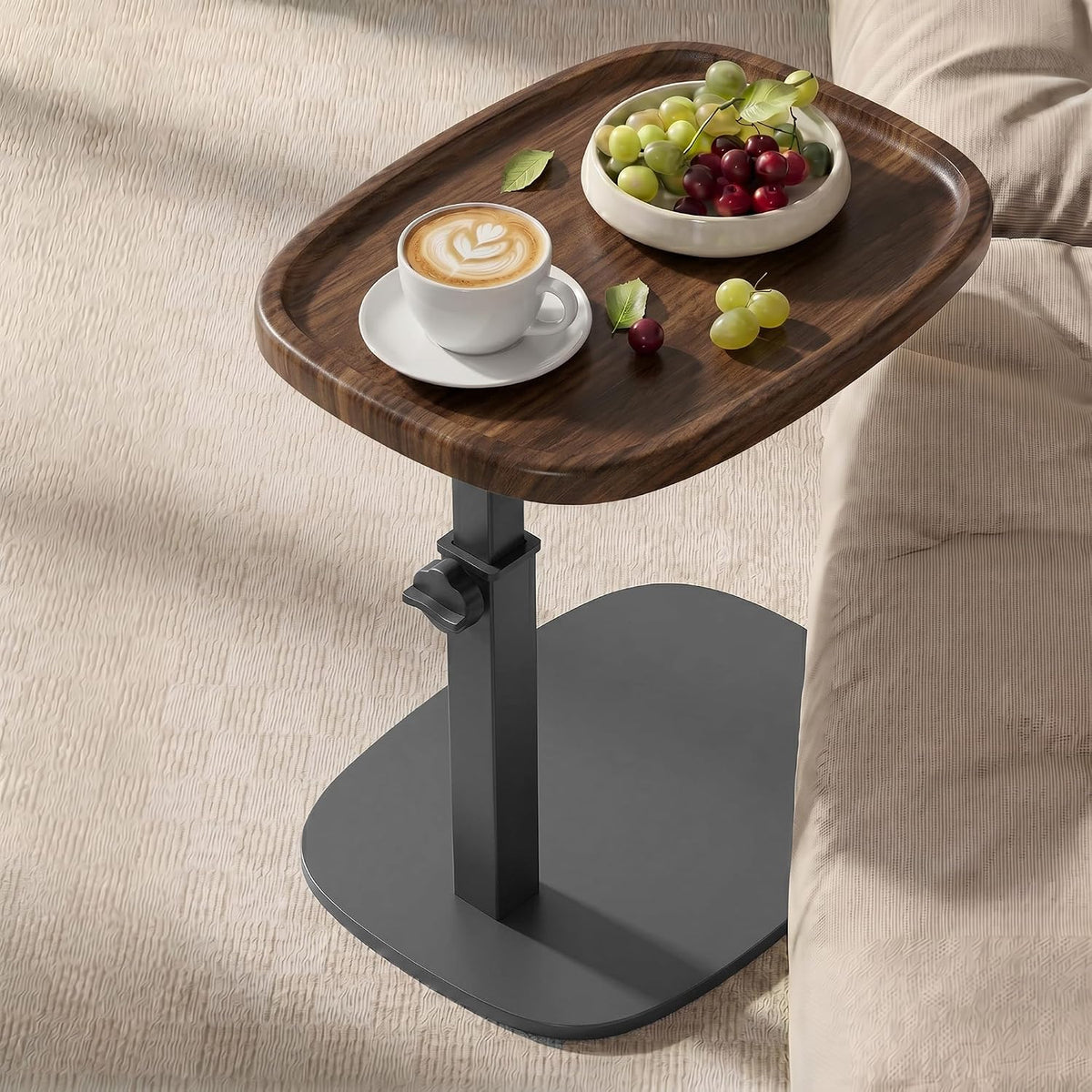 C Side Table Adjustable Height, Couch Sofa End Table, TV Tray