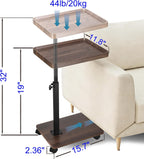 C Shaped End Table for Couch, Adjustable Height C Shaped Side Table