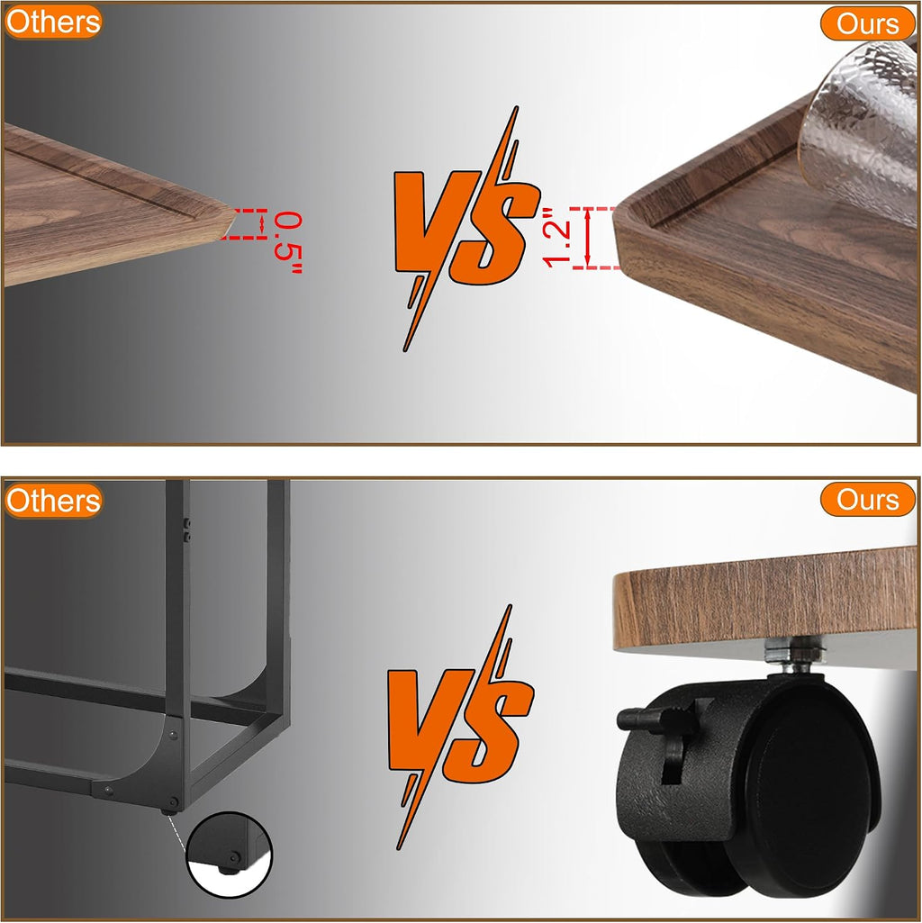 C Shaped End Table for Couch, Adjustable Height C Shaped Side Table