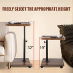 C Shaped End Table for Couch, Adjustable Height C Shaped Side Table